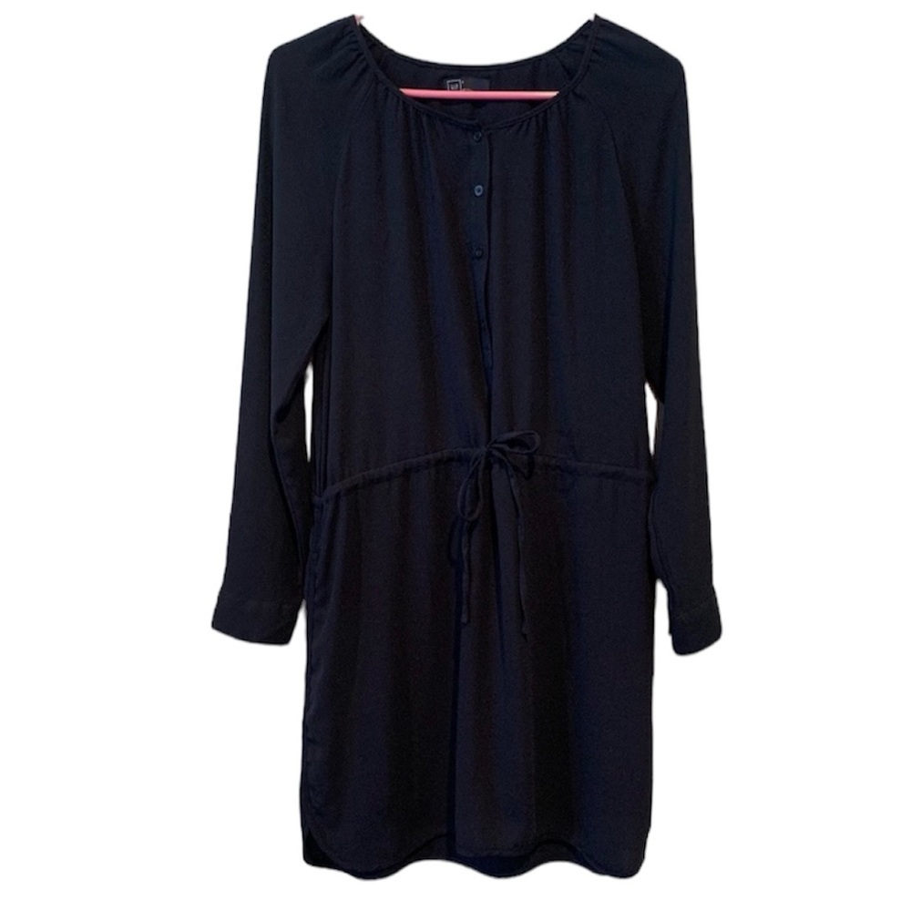 GAP Sheer Long Sleeve Button Down Dress With Tie